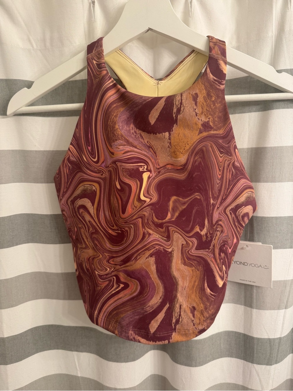 Beyond Yoga Women’s Refocus Cropped Tank Serene Marble Mauve NWT Size XS